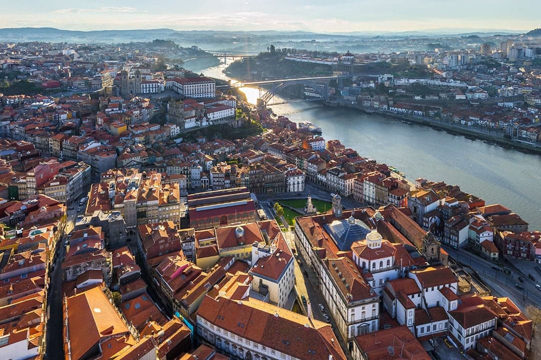 Porto, Portugal. 360° 6K aerial video