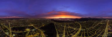 Santiago de Chile, Night View with a snow Cordillera de Los Andes
