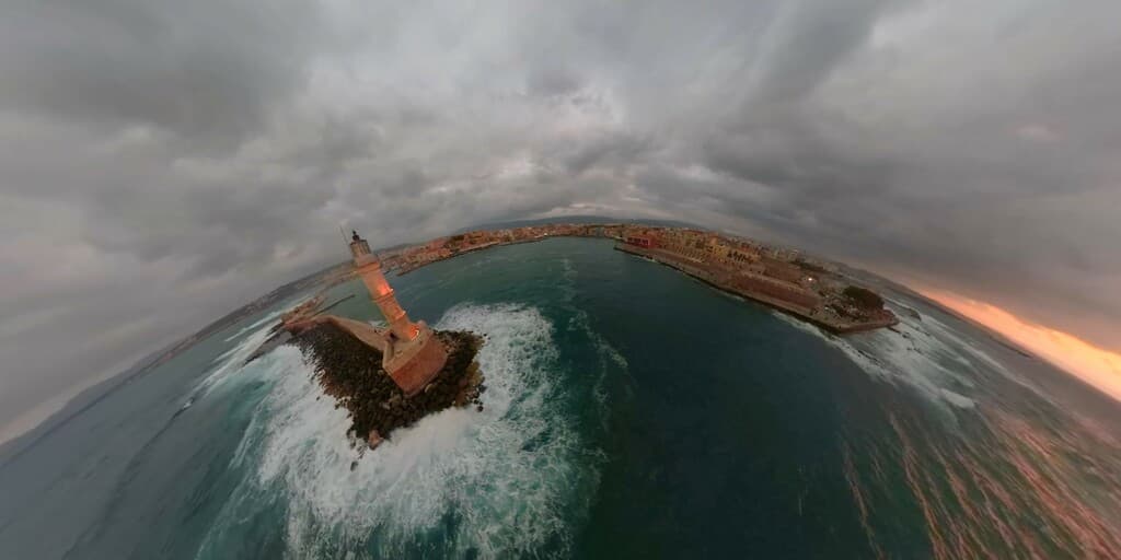 Stormy Chania Old Harbour Flyby